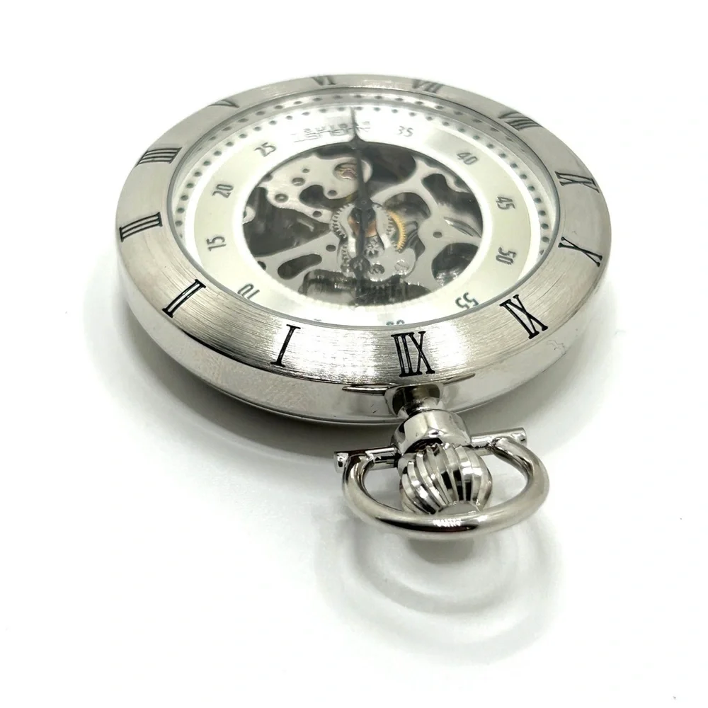 Silver Skeleton Pocket Watch – Classic Men's Accessory